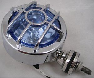 Retro 4" Diameter Chrome Spotlights - BLUE LENS ( Pair ) Preview